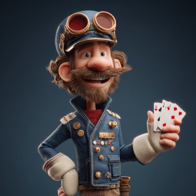 A friendly 3D cartoon pilot character.